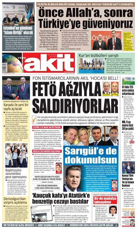 23 Ekim 2026 Yeni Akit Gazetesi Manşetleri