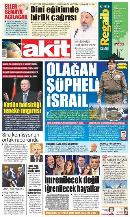 26 Aralık 2025 Yeni Akit Gazetesi Manşetleri