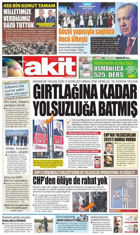28 Aralık 2025 Yeni Akit Gazetesi Manşetleri