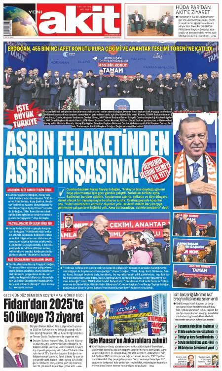 28 Aralık 2025 Yeni Akit Gazetesi Manşetleri