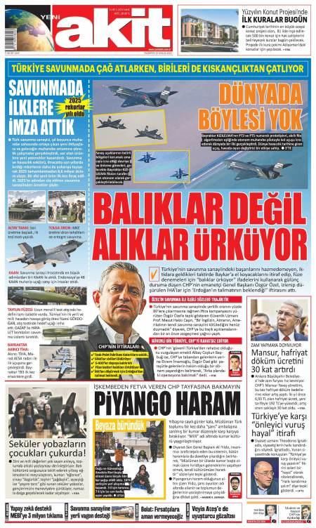 30 Aralık 2025 Yeni Akit Gazetesi Manşetleri