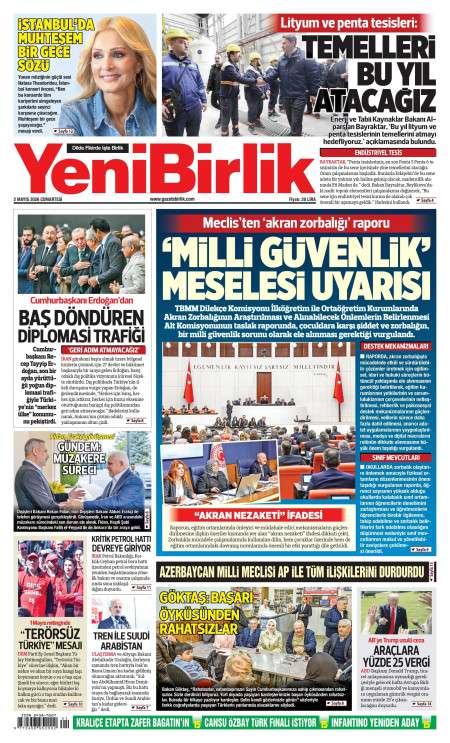 02 Mayıs 2026 Yeni Birlik Gazetesi Manşetleri