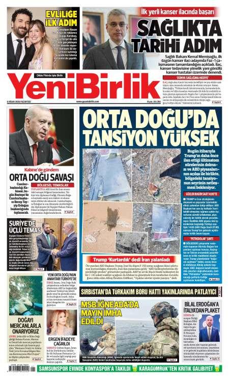06 Nisan 2026 Yeni Birlik Gazetesi Manşetleri