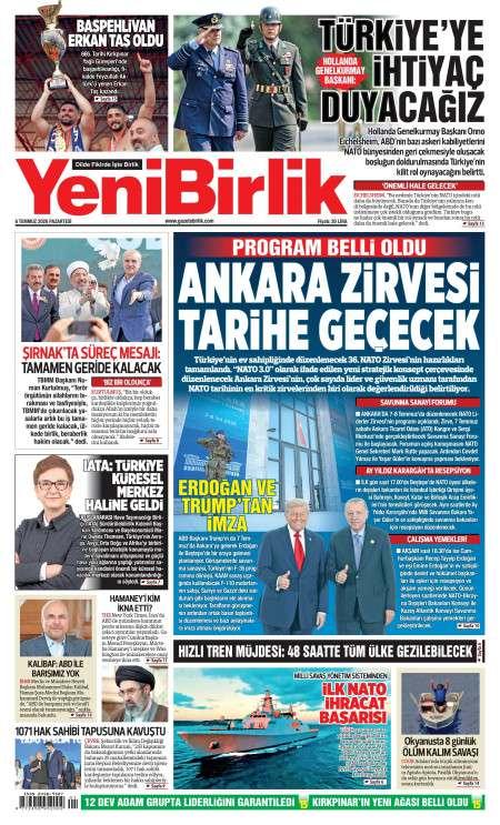 06 Temmuz 2026 Yeni Birlik Gazetesi Manşetleri
