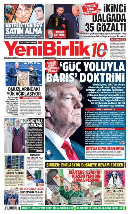 06 Aralık 2025 Yeni Birlik Gazetesi Manşetleri