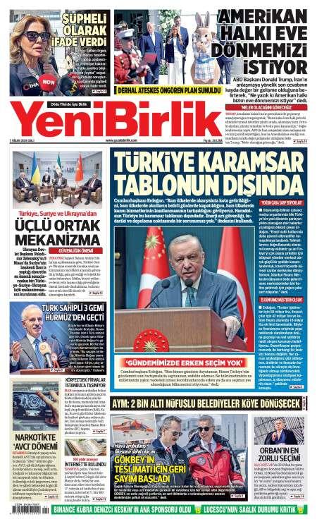 07 Nisan 2026 Yeni Birlik Gazetesi Manşetleri