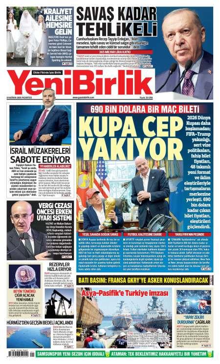 08 Haziran 2026 Yeni Birlik Gazetesi Manşetleri
