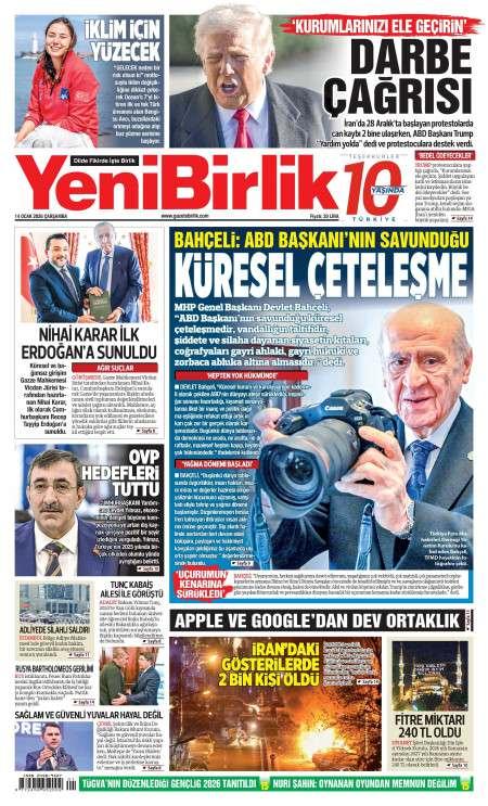 14 Ocak 2026 Yeni Birlik Gazetesi Manşetleri
