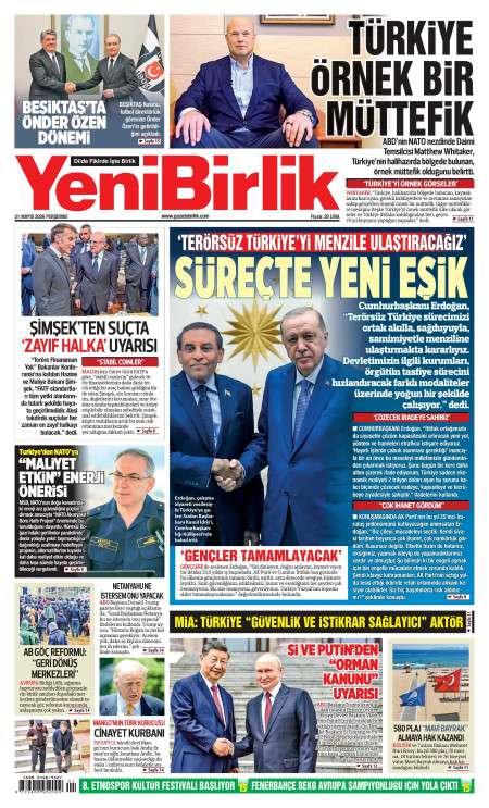21 Mayıs 2026 Yeni Birlik Gazetesi Manşetleri