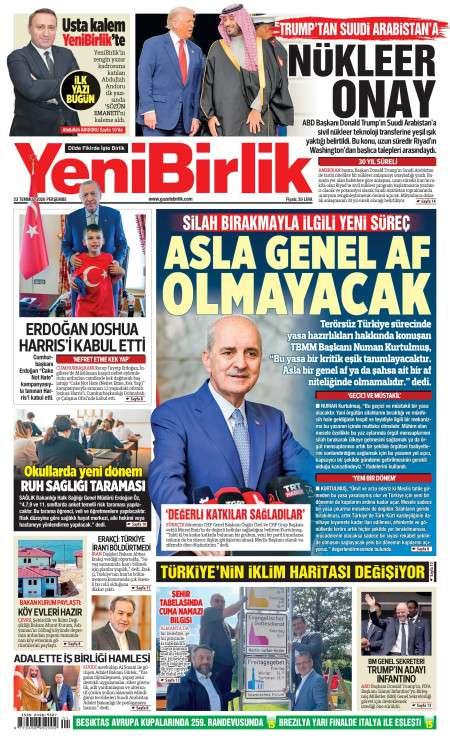23 Temmuz 2026 Yeni Birlik Gazetesi Manşetleri
