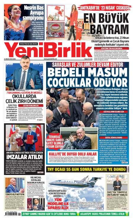 24 Nisan 2026 Yeni Birlik Gazetesi Manşetleri