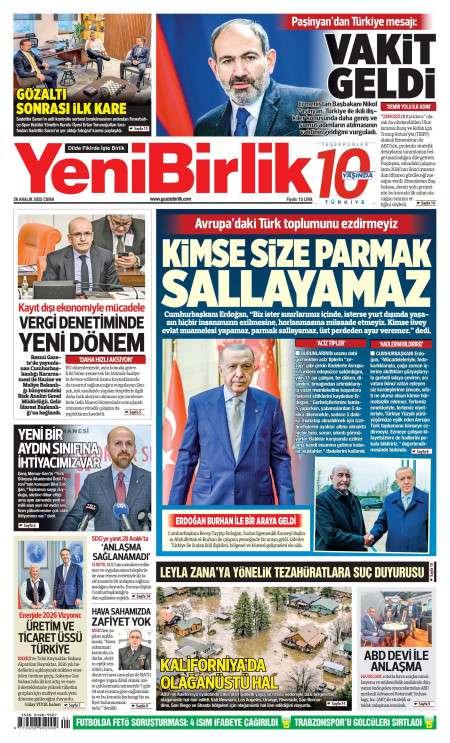 26 Aralık 2025 Yeni Birlik Gazetesi Manşetleri