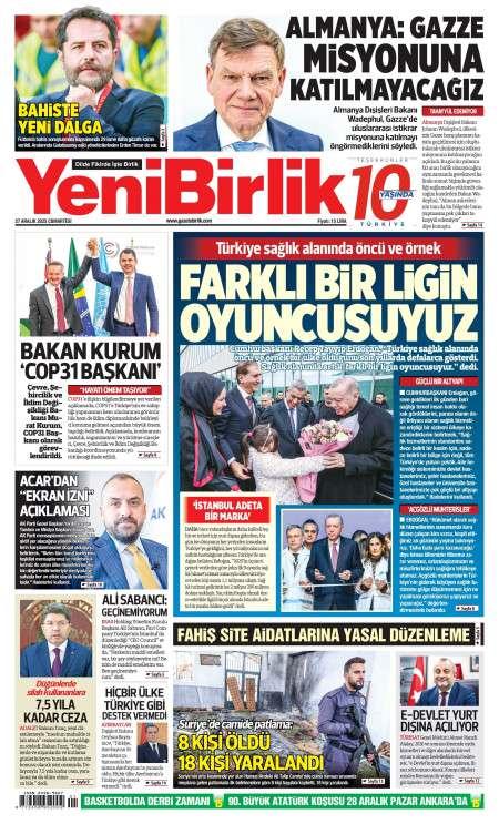 28 Aralık 2025 Yeni Birlik Gazetesi Manşetleri