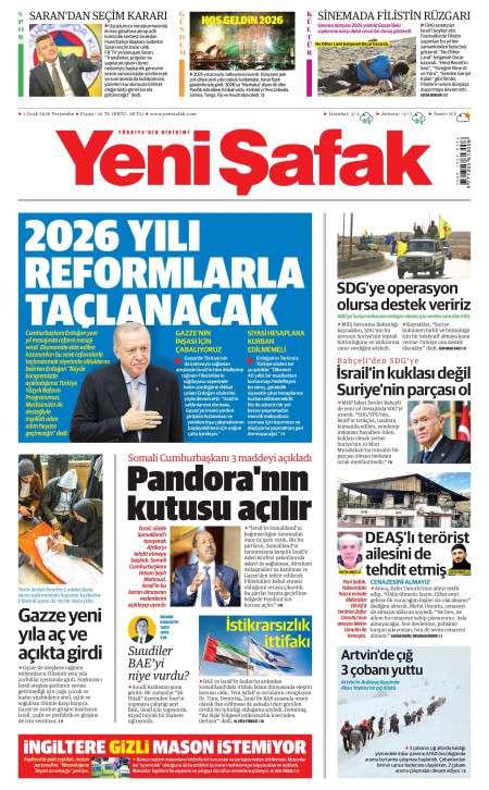 01 Ocak 2026 Yeni Şafak Gazetesi Manşetleri