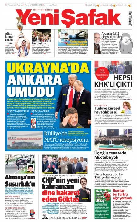 06 Temmuz 2026 Yeni Şafak Gazetesi Manşetleri