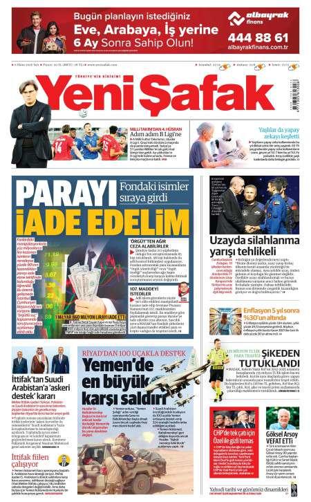 07 Ekim 2026 Yeni Şafak Gazetesi Manşetleri
