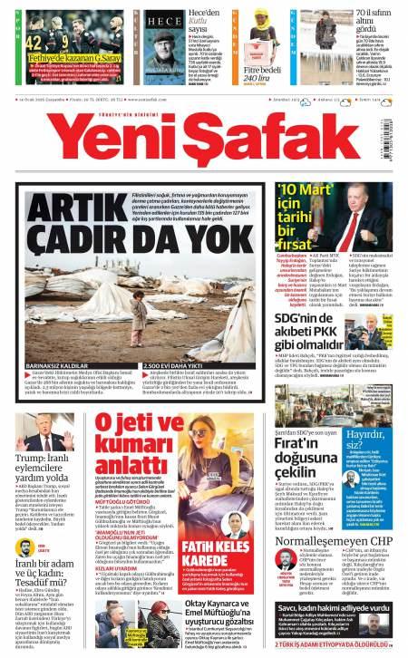 14 Ocak 2026 Yeni Şafak Gazetesi Manşetleri