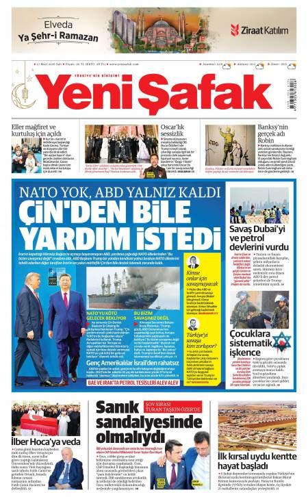 17 Mart 2026 Yeni Şafak Gazetesi Manşetleri