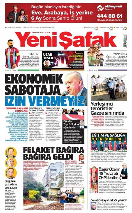 17 Ekim 2026 Yeni Şafak Gazetesi Manşetleri