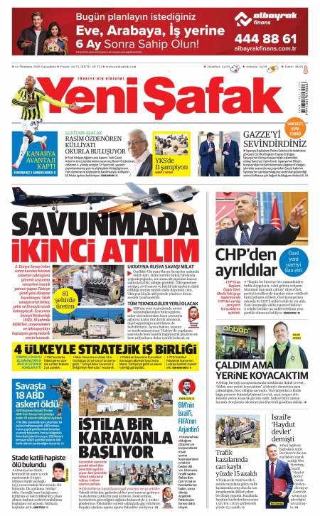 22 Temmuz 2026 Yeni Şafak Gazetesi Manşetleri
