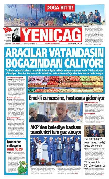 03 Ağustos 2026 Yeni Çağ Gazetesi Manşetleri