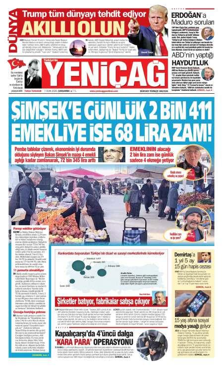 07 Ocak 2026 Yeni Çağ Gazetesi Manşetleri