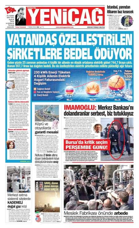 07 Nisan 2026 Yeni Çağ Gazetesi Manşetleri
