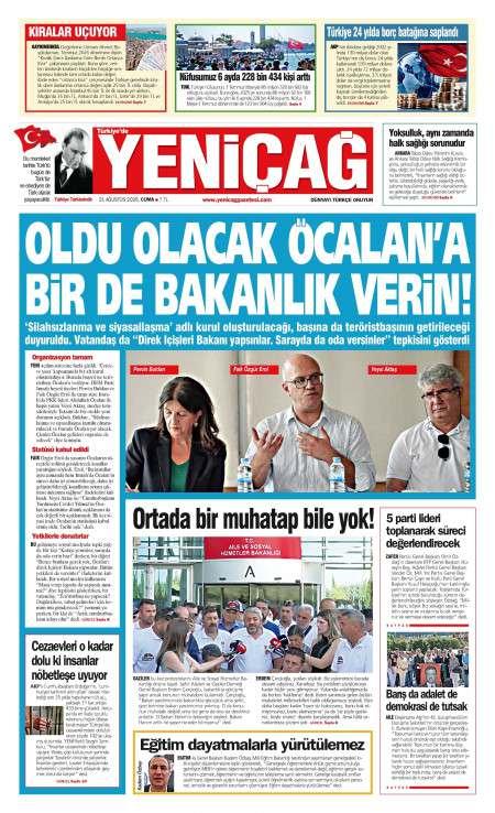 21 Ağustos 2026 Yeni Çağ Gazetesi Manşetleri