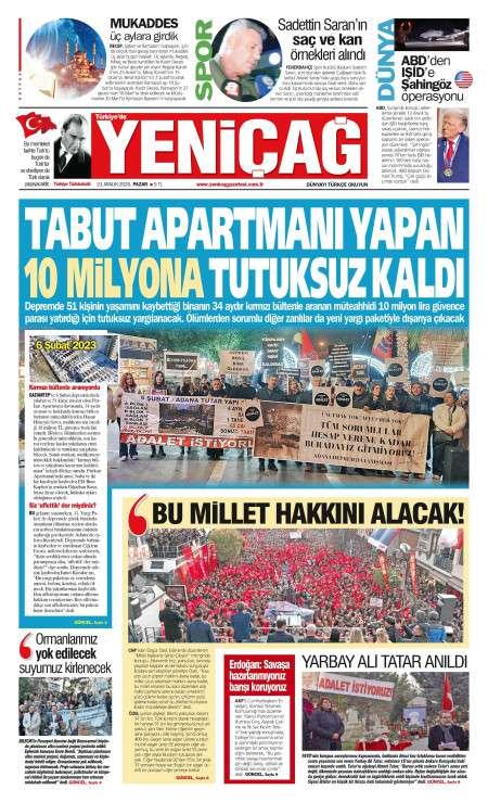 22 Aralık 2025 Yeni Çağ Gazetesi Manşetleri