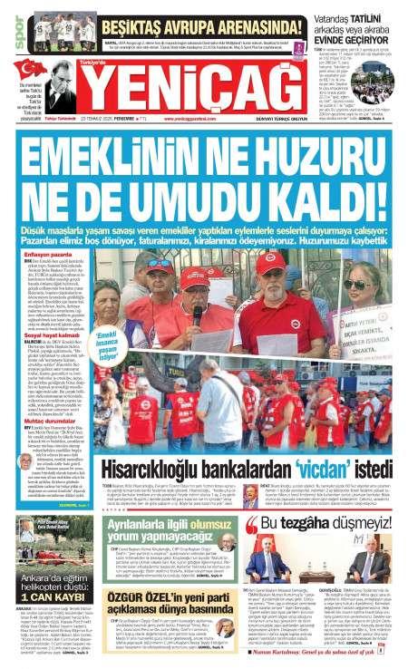 23 Temmuz 2026 Yeni Çağ Gazetesi Manşetleri