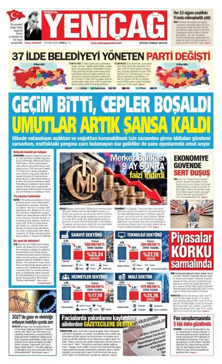 23 Ekim 2026 Yeni Çağ Gazetesi Manşetleri