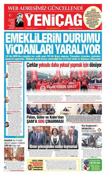 23 Aralık 2025 Yeni Çağ Gazetesi Manşetleri